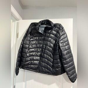 NEW NWT Old Navy black shiny thin puffer jacket‎ coat 2x XXL